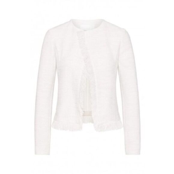 Hugo Boss Komina Tweed Fringe Collarless Jacket - Picture 1 of 10